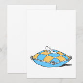 Assepoesters schoen op lichtblauwe oranje kussen (Voorkant / Achterkant)