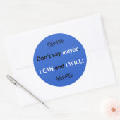 Assertive I CAN quote blauw Ronde Sticker (Envelop)