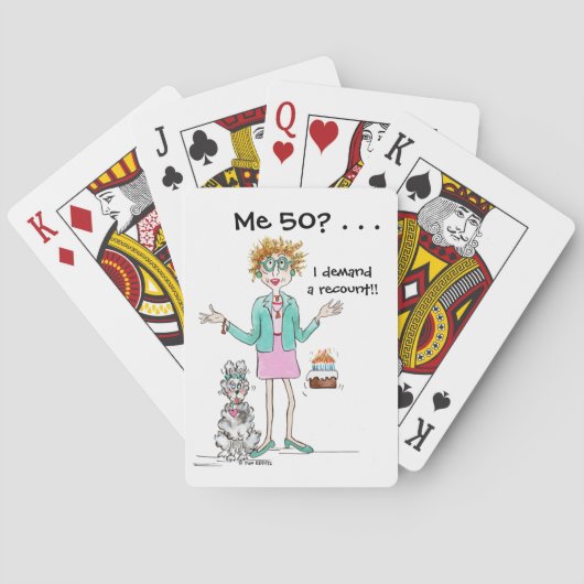 Assertive Woman eist een Recount cartoon van 50 yr Pokerkaarten (Achterkant)
