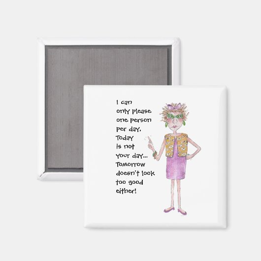 Assertive Woman Stern Lecture schilderde karikatuu Magneet (Voorkant / Achterkant)