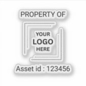 Asset ID Logo | Eigendom van Bedrijfsstick Sticker (Voorkant)
