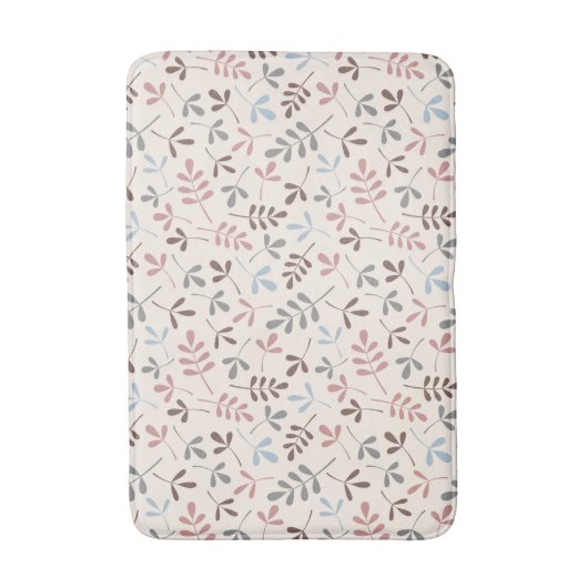 Asset Leaves Grey Taupe Blauw Roze Crème RPT PTN Badmat (Voorkant Verticaal)