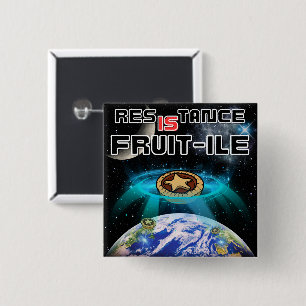 Assimilatie van aardse gehaktpasteien vierkante button 5,1 cm