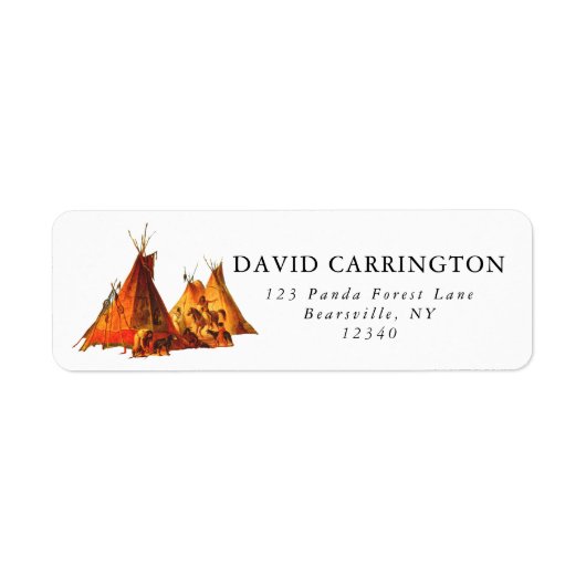 Assiniboin Canadian Native American Indian Tipis Etiket (Voorkant)