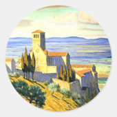 Assisi, Italië - fijnkunstschildering, Ronde Sticker (Voorkant)