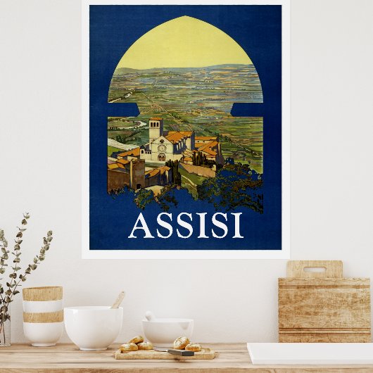 ASSISI ITALIË VINTAGE POSTER (Keuken)