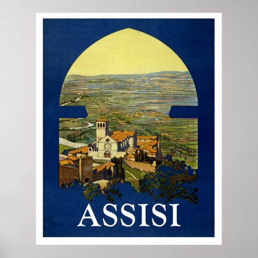ASSISI ITALIË VINTAGE POSTER (Voorkant)