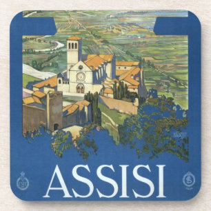 Assisi Italië Vintage Reis Kunst Francesco Basilie Bier Onderzetter