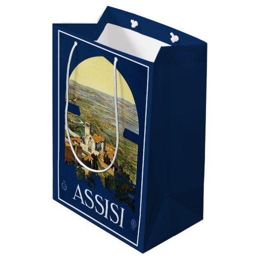Assisi Italië Vintage Reizen cadeau tassen Medium Cadeauzakje (Achterkant Gekanteld)