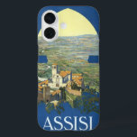 Assisi Italië Vintage Travel Art Francesco Basilic iPhone 16 Hoesje<br><div class="desc">illustratie Europese reisposter uit Assisi,  Italië,  met een uitzicht van het landschap met de Basilica Francesco. Klassieke Italiaanse religieuze architectuur.</div>