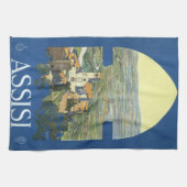 Assisi Italië Vintage Travel Art Francesco Basilic Theedoek (Horizontaal)