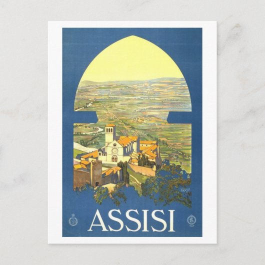 Assisi Italië Vintage Travel Poster Briefkaart (Voorkant)
