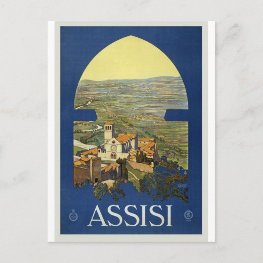 Assisi Italy Vintage Travel Briefkaart (Voorkant)