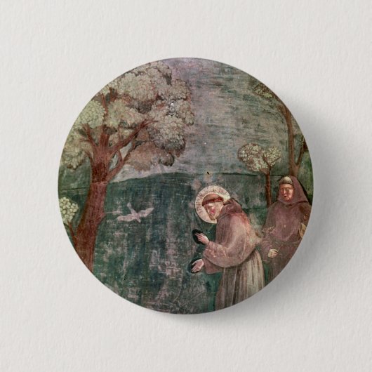 Assisi, St Francis en de vogels Ronde Button 5,7 Cm (Voorkant)
