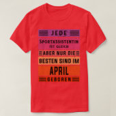 Assista, assistent-coach op verjaardag April T-shirt (Design voorkant)