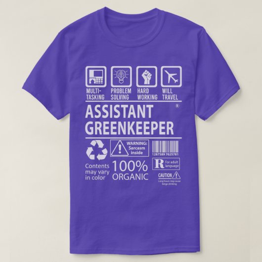 Assistant Greenkeeper MultiTasking Certified Job G T-shirt (Design voorkant)