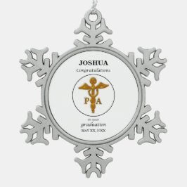 Assistent-Afstuderen voor artsen Gefeliciteerd Tin Sneeuwvlok Ornament