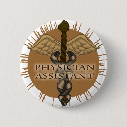 Assistent-arts Caduceus Ronde Button 5,7 Cm (Voorkant)
