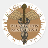 Assistent-arts Caduceus Ronde Sticker (Voorkant)