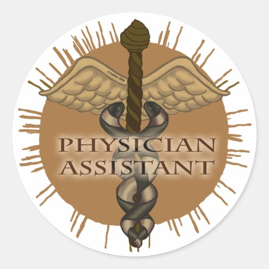 Assistent-arts Caduceus Ronde Sticker (Voorkant)