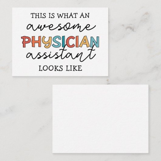 Assistent arts Funny Geweldige PA Notitiekaartje (Voorkant / Achterkant)