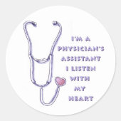Assistent arts Heart Ronde Sticker (Voorkant)