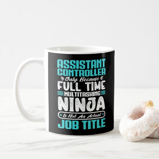 Assistent Controller Multitasker Taak Titel Vaardi Koffiemok (Met donut)