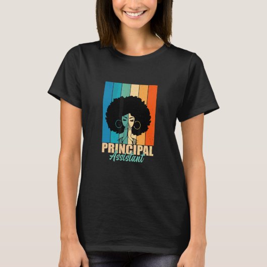 Assistent-directeur Afro-werktitel Schoolwerker V T-shirt (Voorkant)