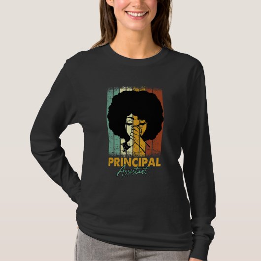 Assistent-directeur Afro-werktitel Schoolwerker V T-shirt (Voorkant)