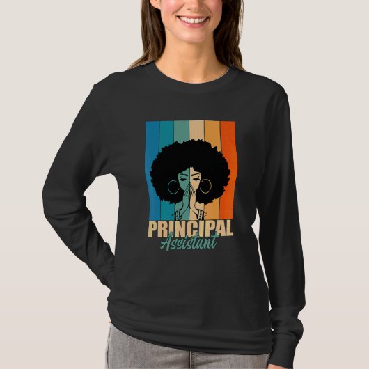 Assistent-directeur Afro-werktitel Schoolwerker V T-shirt (Voorkant)