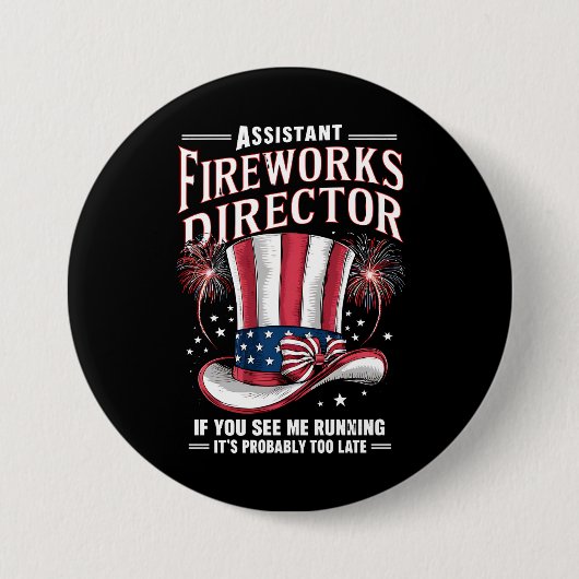 Assistent-directeur vuurwerk VS 4 juli Ronde Button 7,6 Cm (Voorkant)