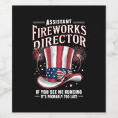 Assistent-directeur vuurwerk VS 4 juli Wijn Etiket (Enkel label)