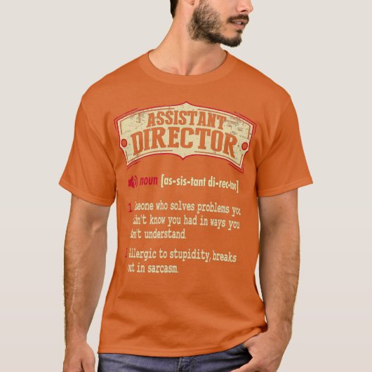 Assistent directeur woordenboek term sarcastisch t-shirt (Voorkant)