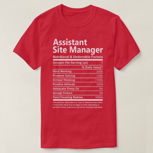 Assistent Site Manager voeding en ontegenzeglijk T-shirt (Design voorkant)