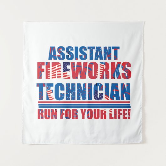 Assistent vuurwerk technicus grappig 4 juli wandkleed (Voorkant)
