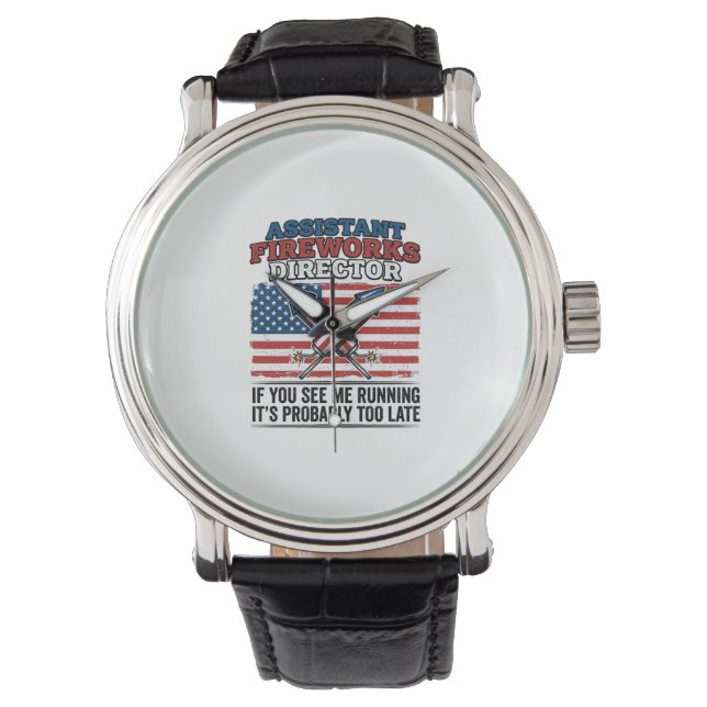 Assistent vuurwerkdirecteur Funny Patriottisch T-s Horloge (Voorkant)