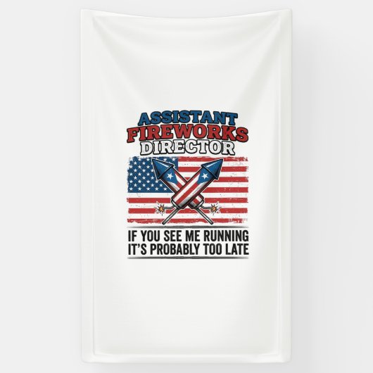 Assistent vuurwerkdirecteur Funny Patriottisch T-s Spandoek (Verticaal)