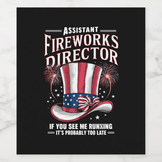 Assistent Vuurwerkdirecteur USA 4 van juli Wijn Etiket (Enkel label)