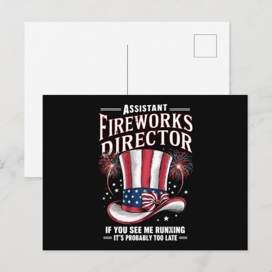 Assistent vuurwerkdirecteur VS 4 juli Briefkaart (Voorkant / Achterkant)