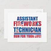 Assistent vuurwerktechnicus grappig 4 juli feestdagenkaart (Voorkant / Achterkant)