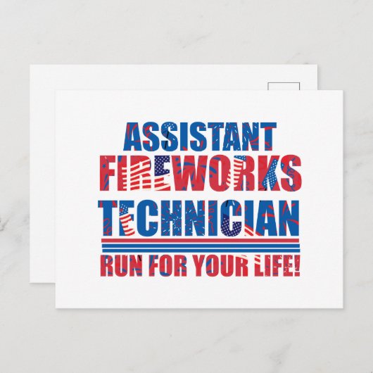 Assistent vuurwerktechnicus grappig 4 juli feestdagenkaart (Voorkant / Achterkant)