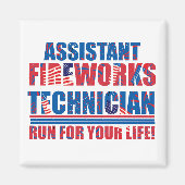 Assistent vuurwerktechnicus grappig 4 juli magneet (Voorkant)