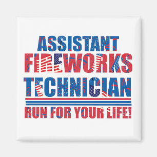 Assistent vuurwerktechnicus grappig 4 juli magneet