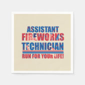 Assistent vuurwerktechnicus grappig 4 juli servet (Voorkant)