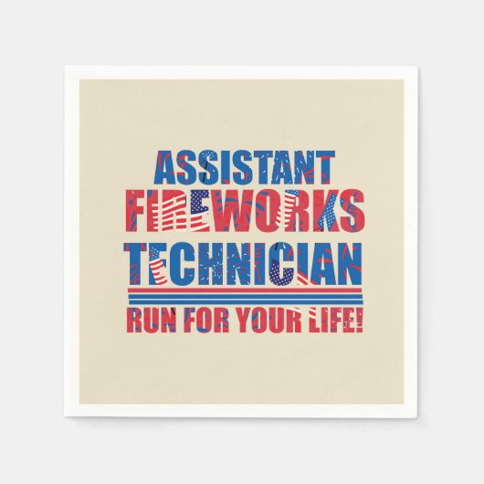 Assistent vuurwerktechnicus grappig 4 juli servet (Voorkant)