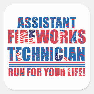 Assistent vuurwerktechnicus grappig 4 juli vierkante sticker
