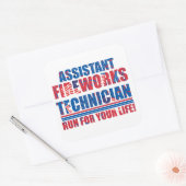 Assistent vuurwerktechnicus grappig 4 juli vierkante sticker (Envelop)