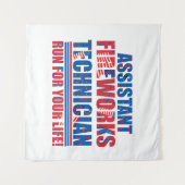 Assistent vuurwerktechnicus grappig 4 juli wandkleed (Voorkant (horizontaal))