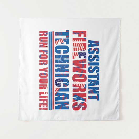 Assistent vuurwerktechnicus grappig 4 juli wandkleed (Voorkant (horizontaal))