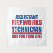 Assistent vuurwerktechnicus grappig 4 juli wandkleed (Voorkant)